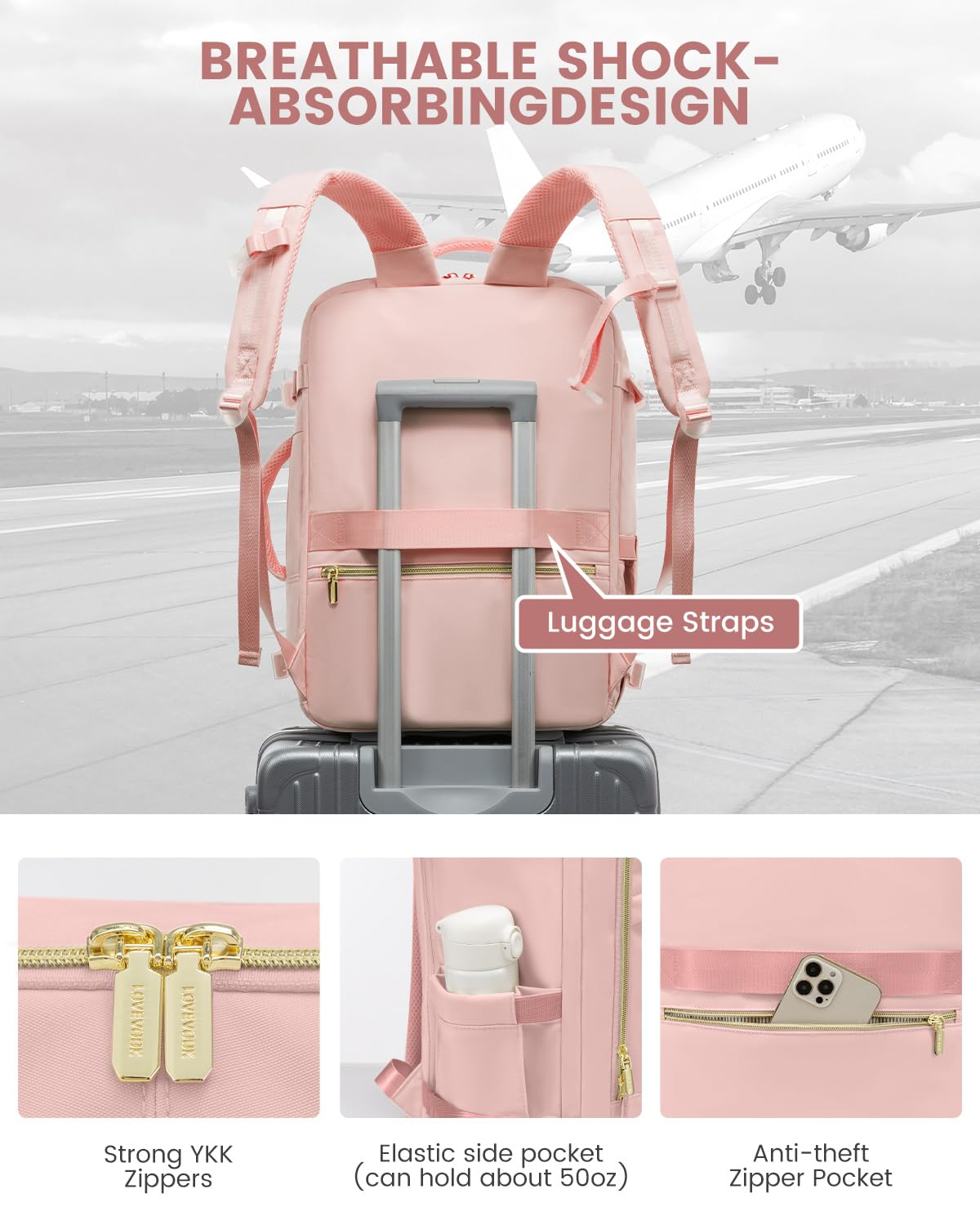 Foto 6 | Mochila De Viaje Lovevook 40l Para Mujer Con Portátil De 17 Pulgadas Compar - Venta Internacional.