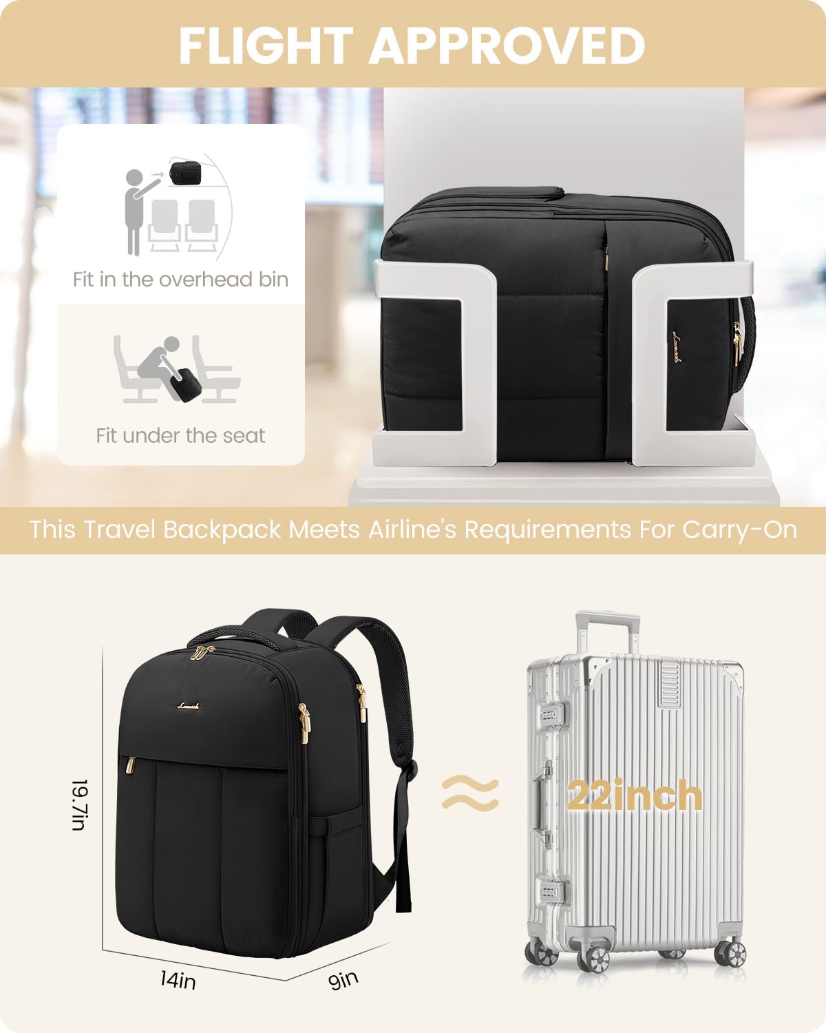 Foto 4 | Mochila De Viaje Lovevook Para Mujer Con Compartimento Para Zapatos 50l - Venta Internacional.