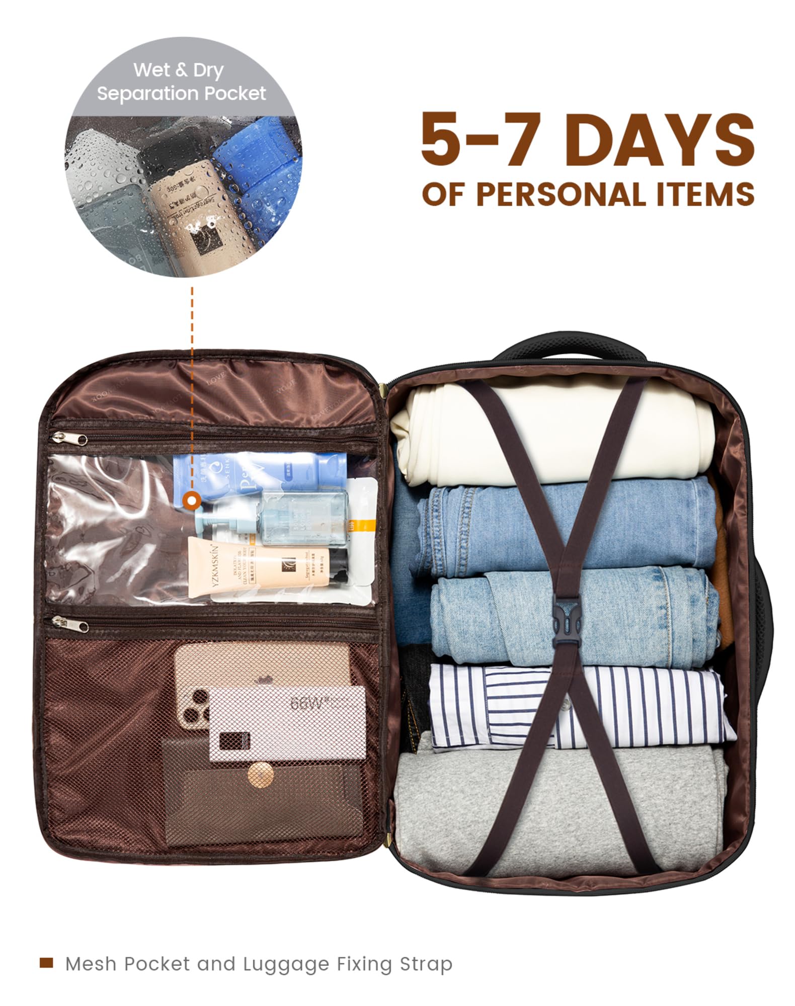 Foto 4 | Mochila De Viaje Lovevook 40l Para Portátil Impermeable De 17,3'' Para Mujer - Venta Internacional.