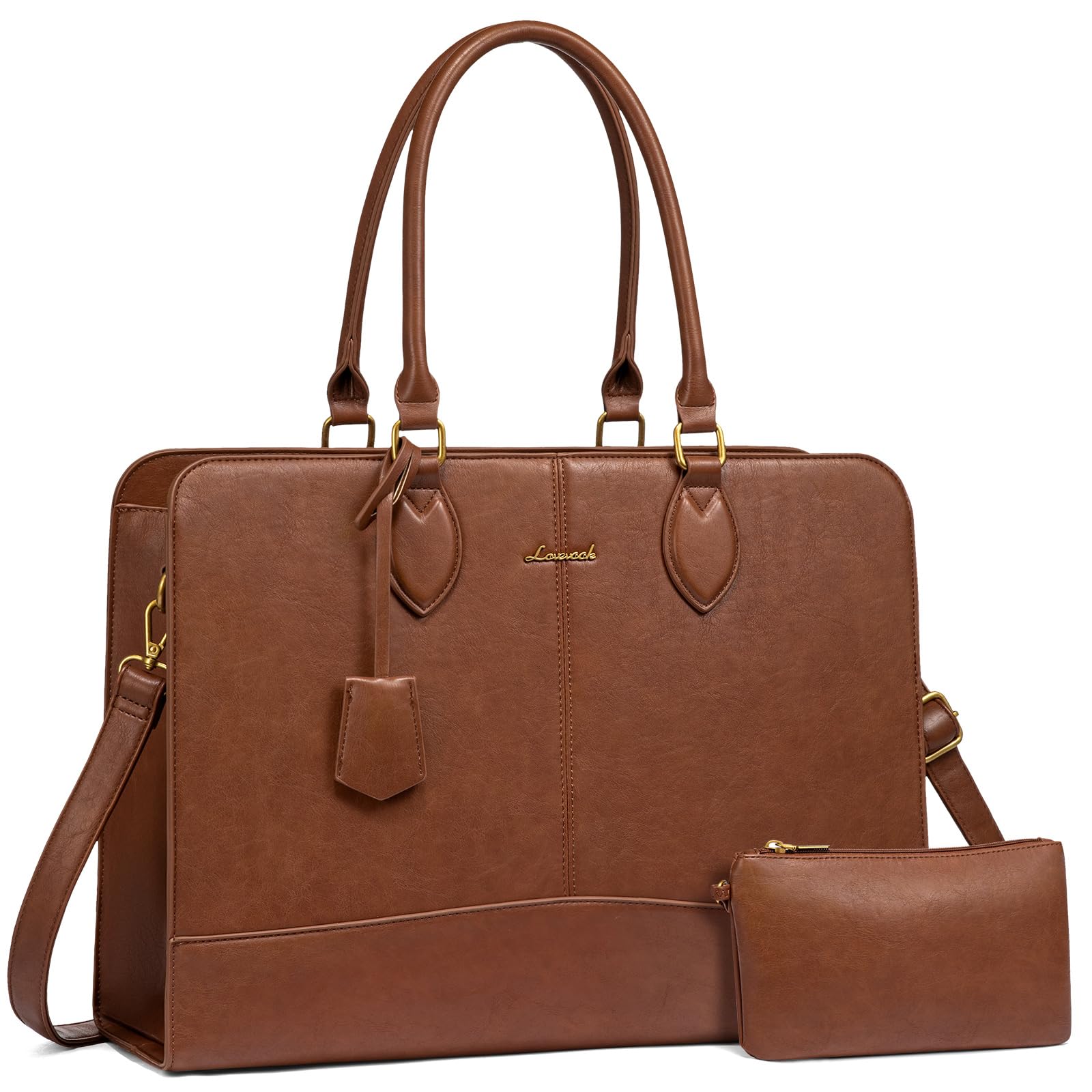Foto 1 | Bolsa De Mano Para Portátil Lovevook, Piel Vintage De 15.6 Pulgadas, Marrón - Venta Internacional.