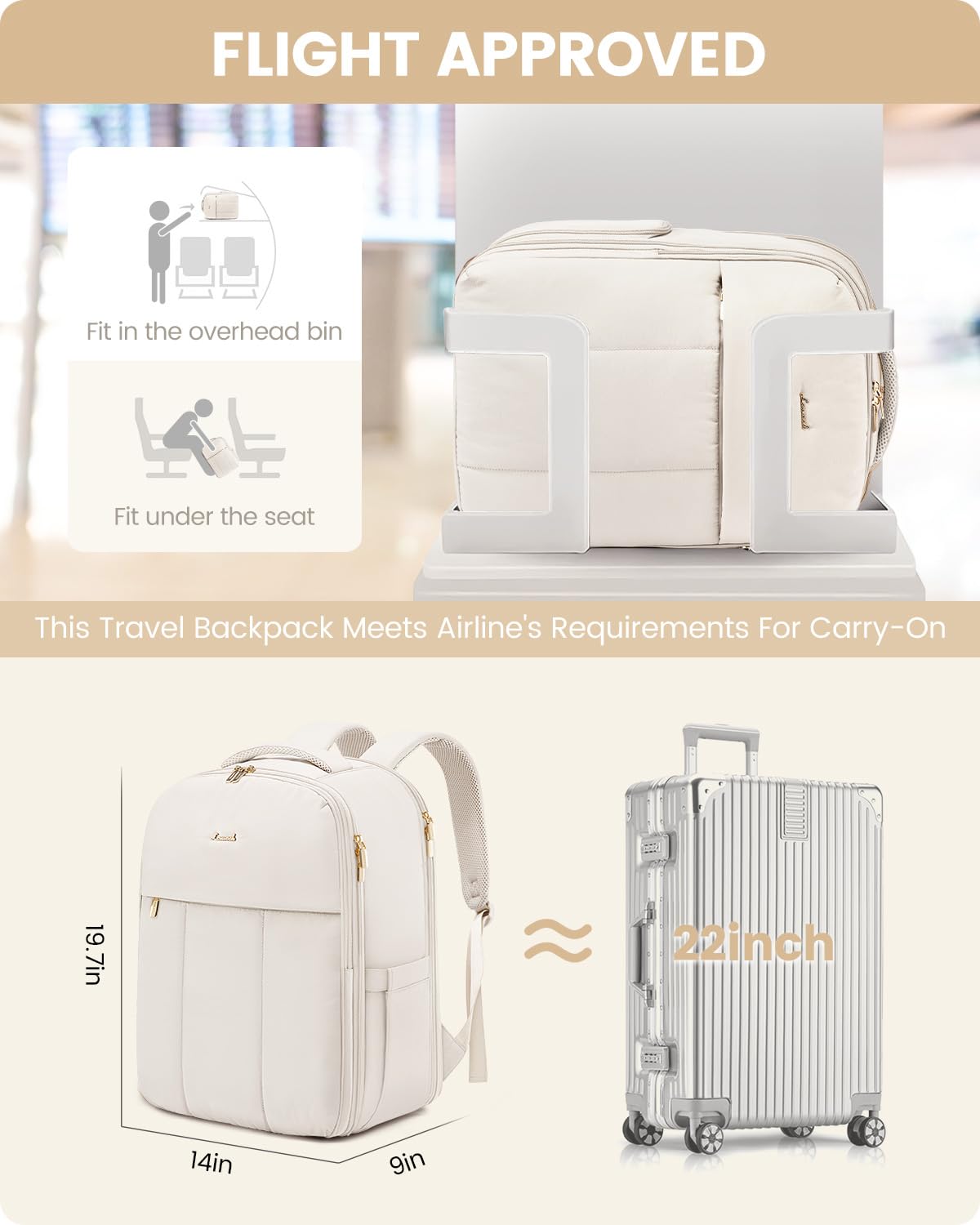 Foto 4 | Mochila De Viaje Lovevook Para Mujer Con Compartimento Para Zapatos 50l - Venta Internacional.