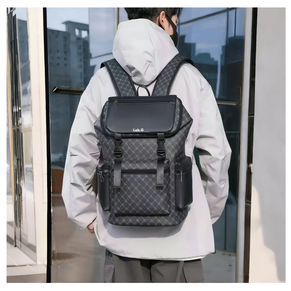 Foto 2 | Mochila De Viaje De Negocios Antirrobo Para Para Lap Lab.g,  Negro Gris Rombos