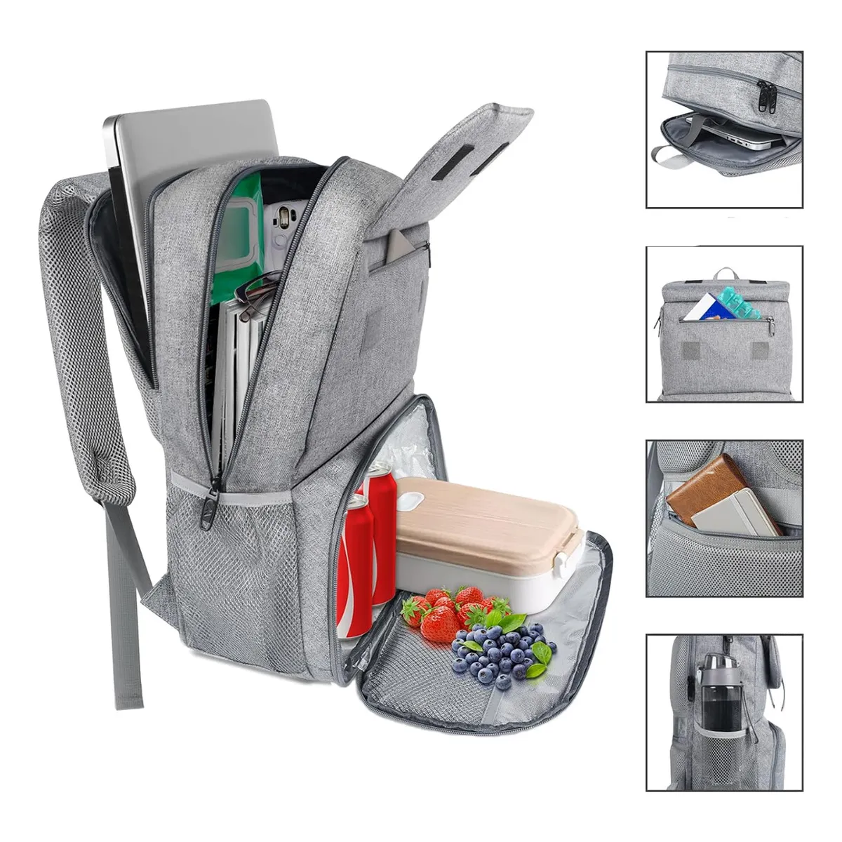 Foto 4 pulgar | Mochila Para Laptop 15.6p Con Lonchera Lab.g Gris