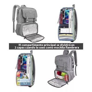 Foto 4 | Mochila Para Laptop 15.6p Con Lonchera Lab.g Gris
