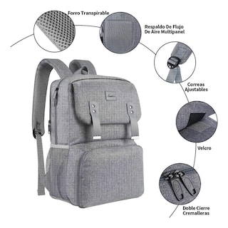 Foto 5 | Mochila Para Laptop 15.6p Con Lonchera Lab.g Gris
