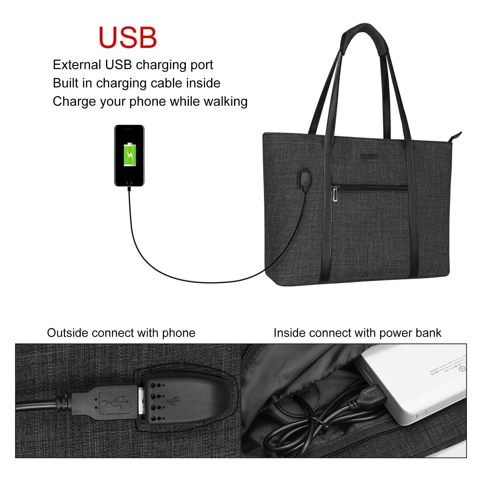 Foto 2 | Bolsa para Portátil Mosiso con Puerto Usb - Venta Internacional