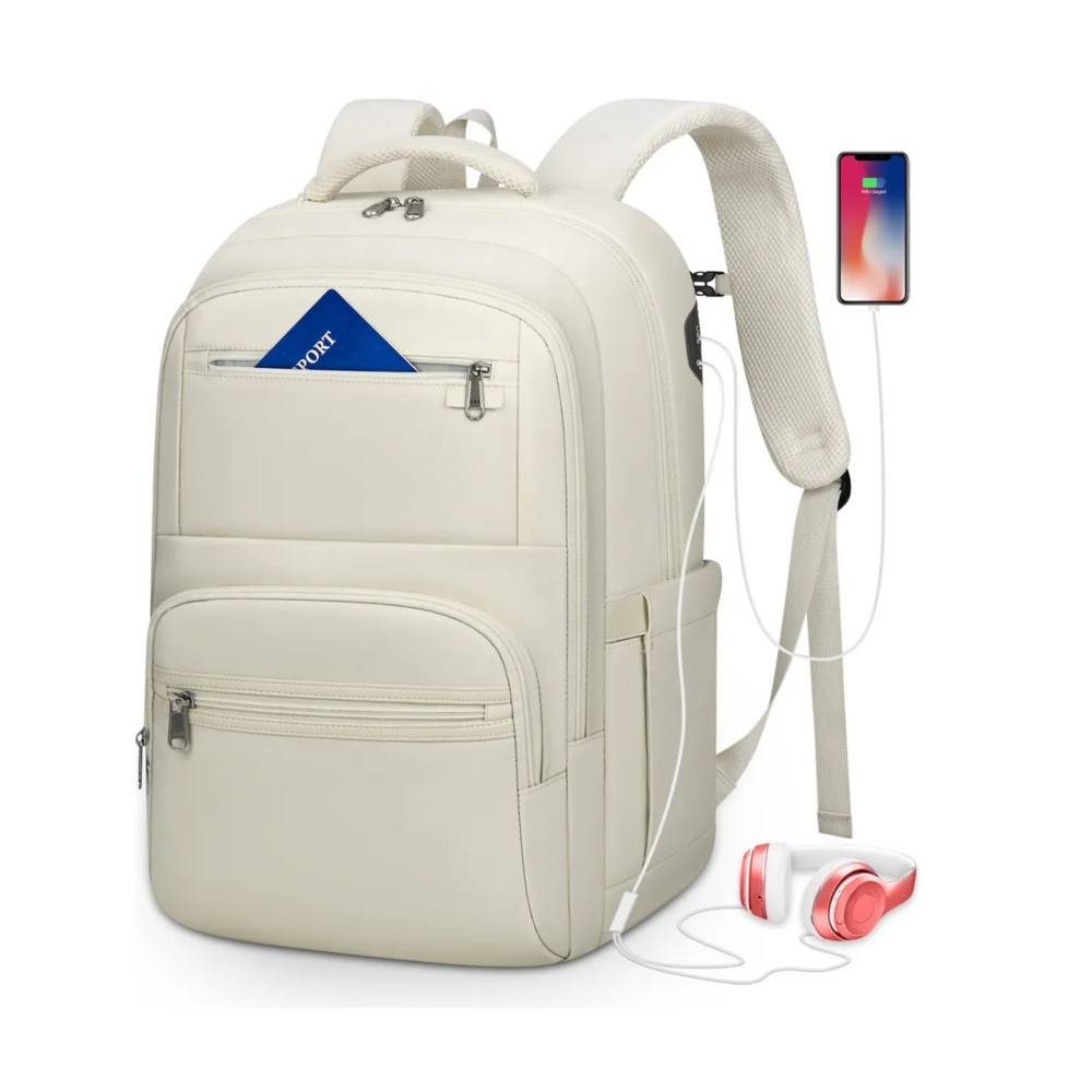 Foto 5 | Mochila Para Laptop Mujer 15.6inch  Lab.g Mochila Escolar Beige