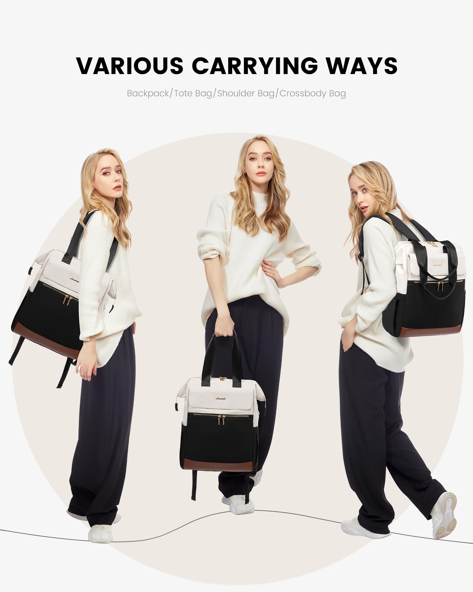 Foto 6 | Mochila Para Portátil Lovevook Para Mujer, 15.6 Pulgadas, Impermeable, Color Beige - Venta Internacional.
