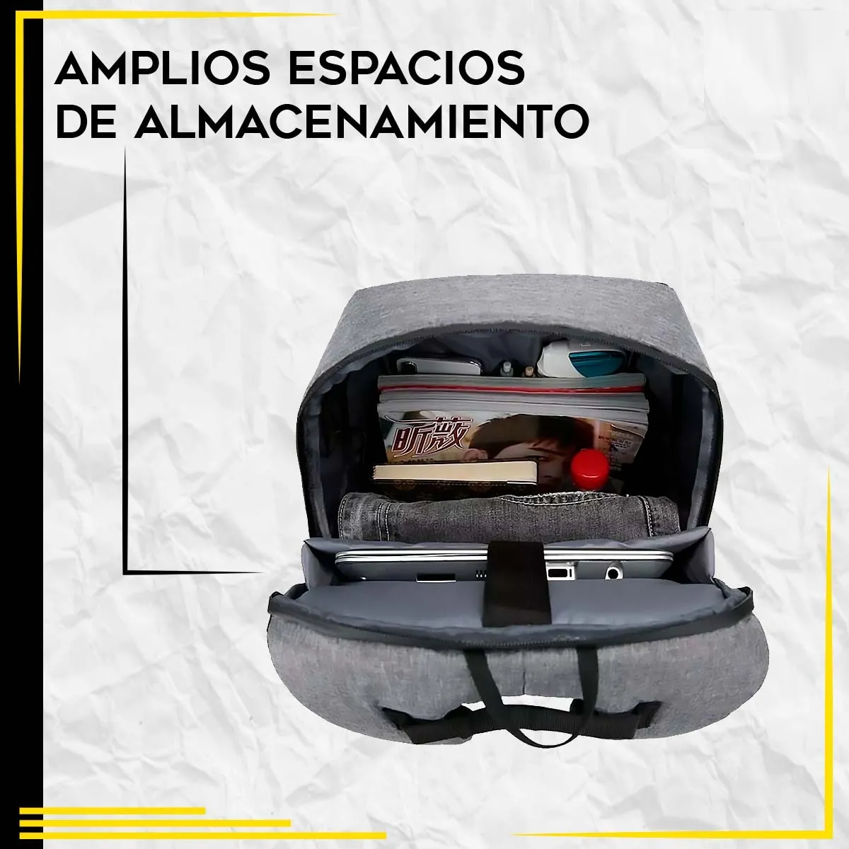 Foto 6 pulgar | Mochila De Gran Capacidad Antirrobo Para Laptop Cargador Usb Lab.g Gris