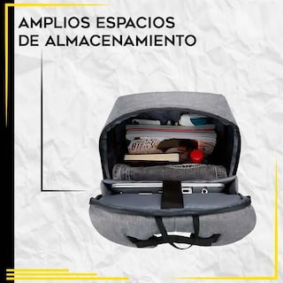 Foto 5 | Mochila De Gran Capacidad Antirrobo Para Laptop Cargador Usb Lab.g Gris