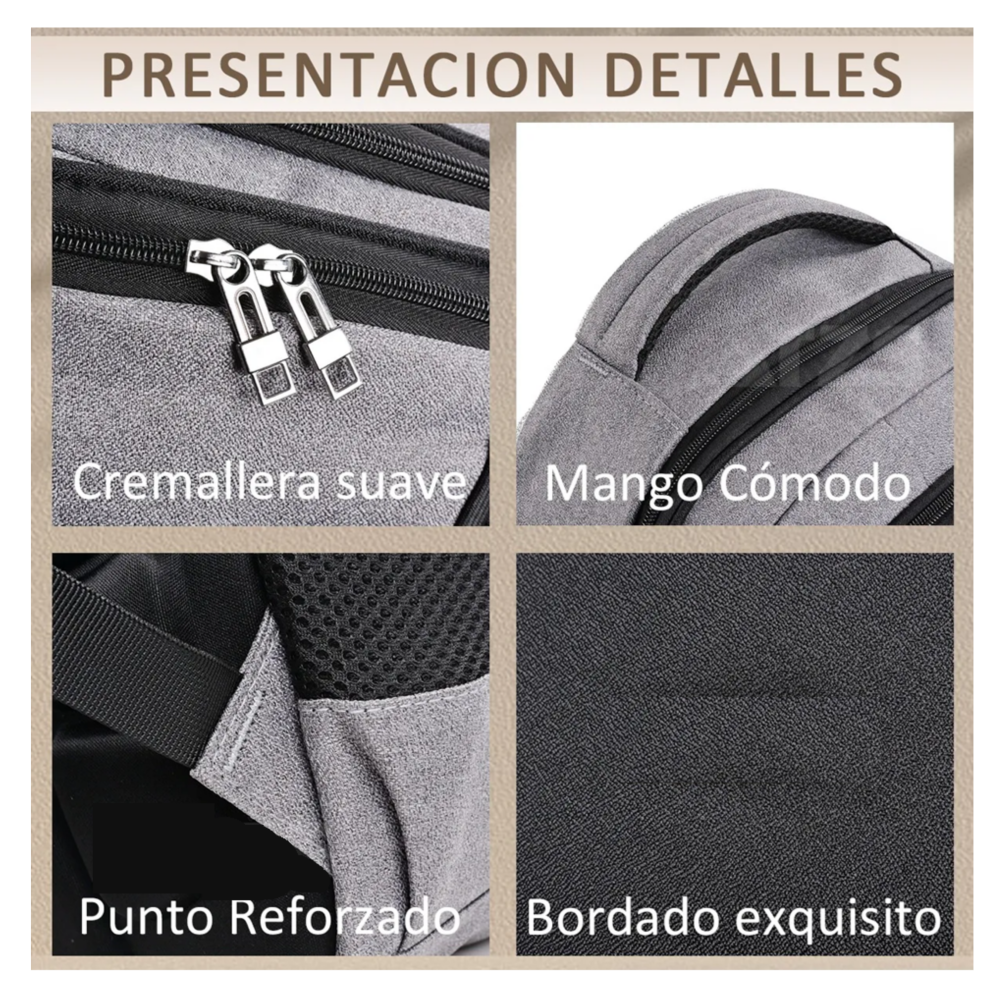 Foto 5 | Mochila De Viaje Laptop Gran Capacidad Belug, Negro Gris