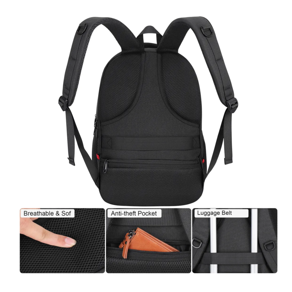 Foto 4 pulgar | Mochila Para Laptop Antirrobo Belug,  Negro Detalle Rojo