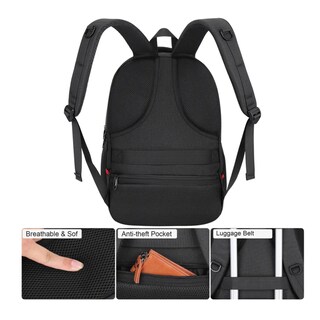 Foto 3 | Mochila Para Laptop Antirrobo Belug, Negro Detalle Rojo