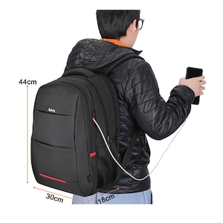 Foto 4 | Mochila Para Laptop Antirrobo Belug, Negro Detalle Rojo