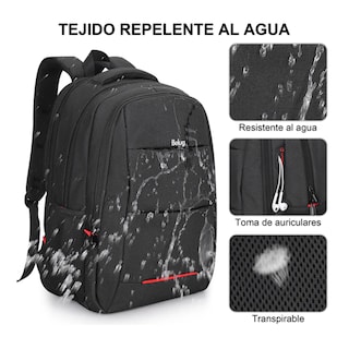 Foto 5 | Mochila Para Laptop Antirrobo Belug, Negro Detalle Rojo