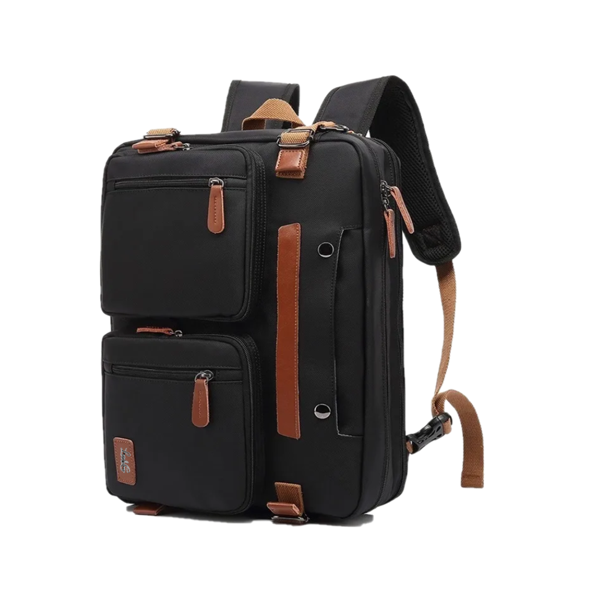Maletín Combinación Portátil 17.3 Bolsa Hombro 3en1, Con  Cintas Cafe  Lab.g Negro