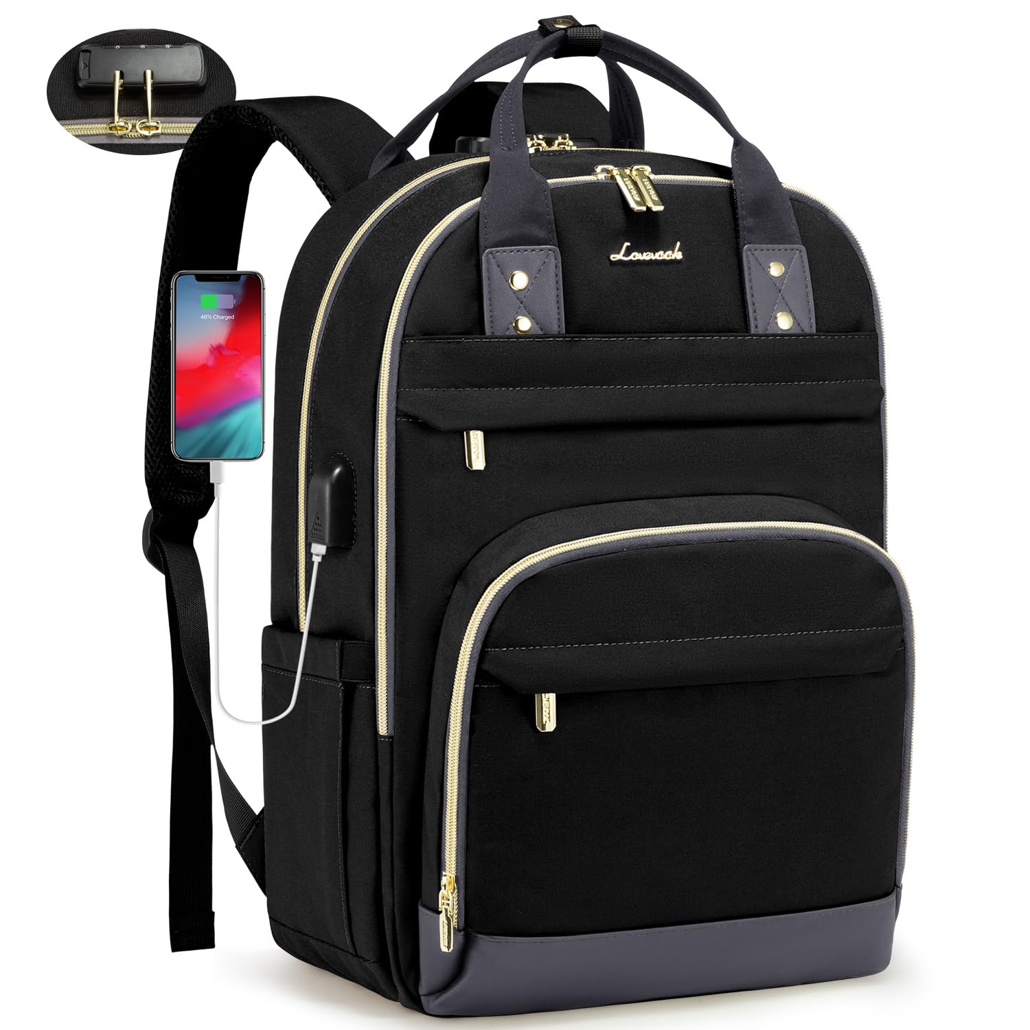 Foto 2 pulgar | Mochila Para Portátil Lovevook Para Mujer/hombre De 15.6 Pulgadas, Negro Y Gris - Venta Internacional.