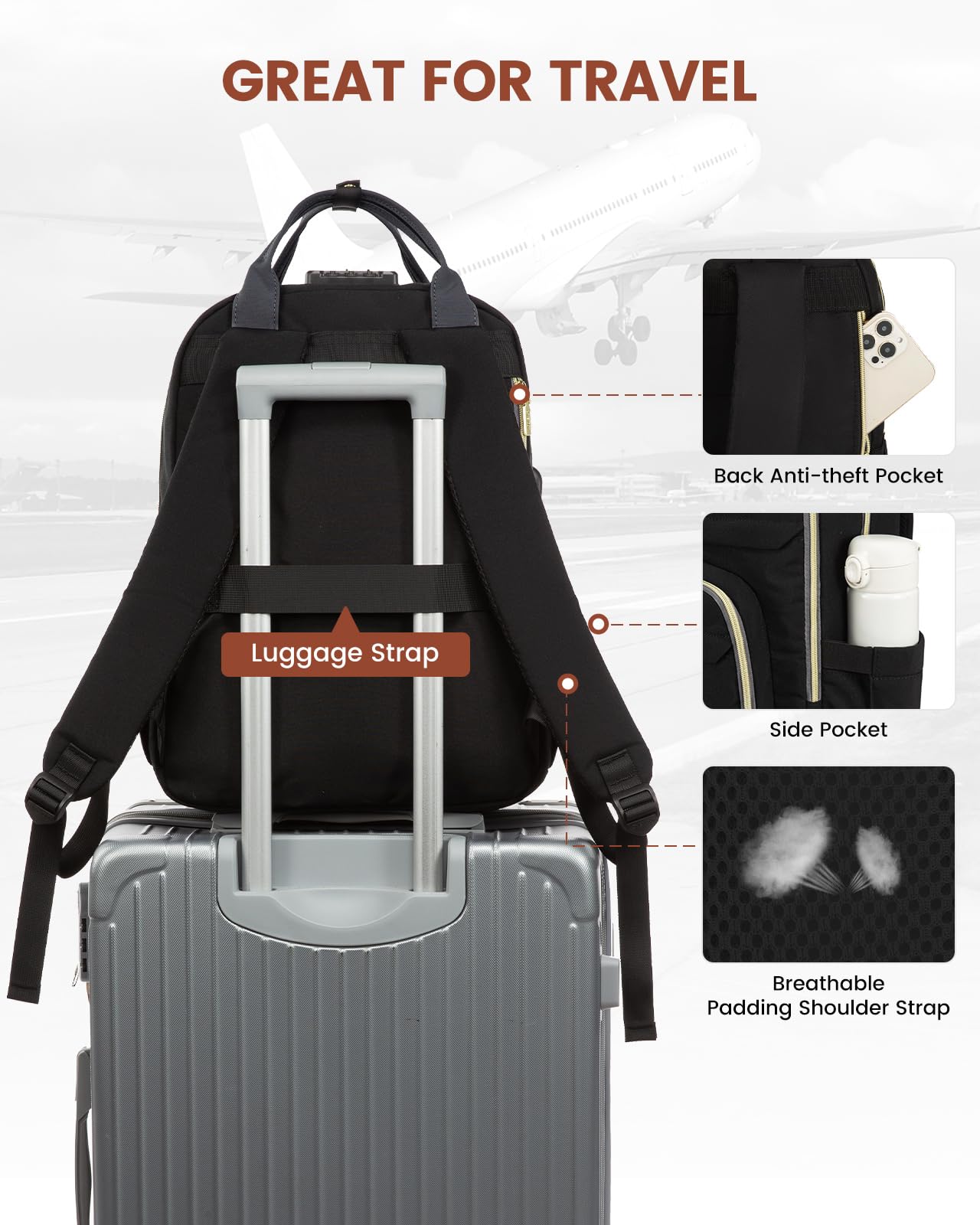 Foto 4 | Mochila Para Portátil Lovevook Para Mujer/hombre De 15.6 Pulgadas, Negro Y Gris - Venta Internacional.