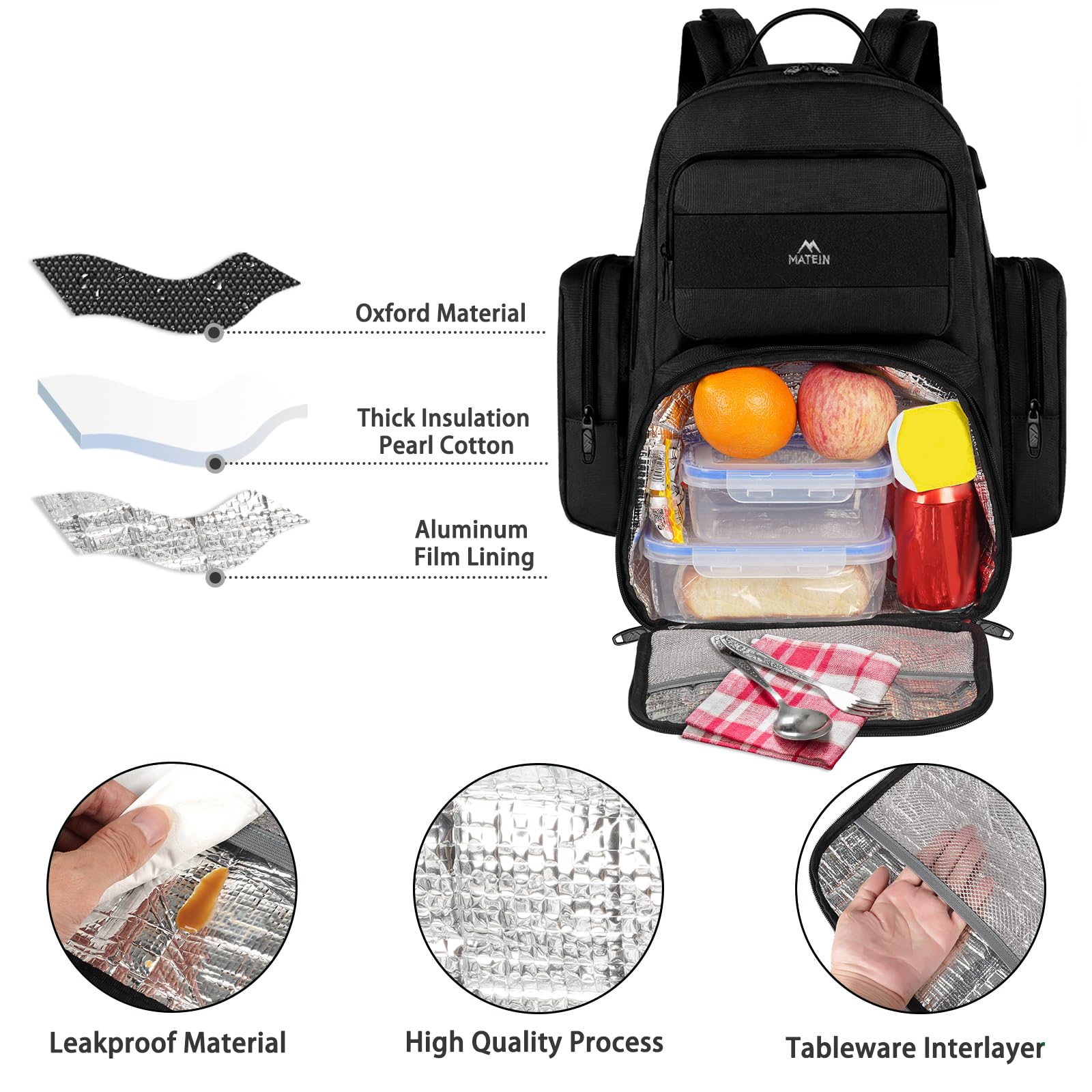 Foto 6 pulgar | Mochila Matein Para Hombre Y Trabajo Con Ordenador Portátil De 15,6 Pulgadas, Color Negro - Venta Internacional.
