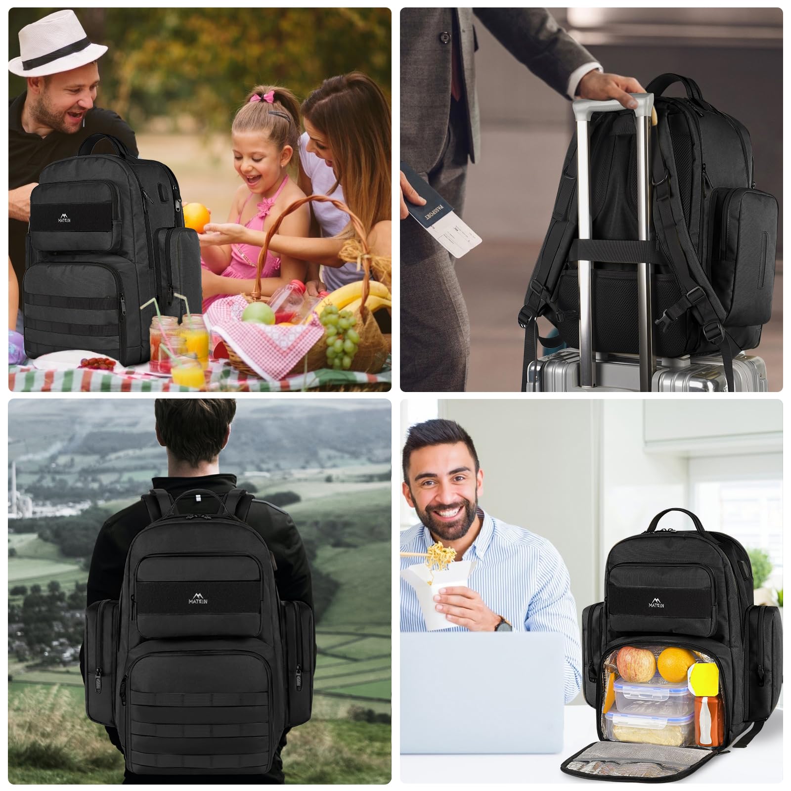 Foto 8 pulgar | Mochila Matein Para Hombre Y Trabajo Con Ordenador Portátil De 15,6 Pulgadas, Color Negro - Venta Internacional.