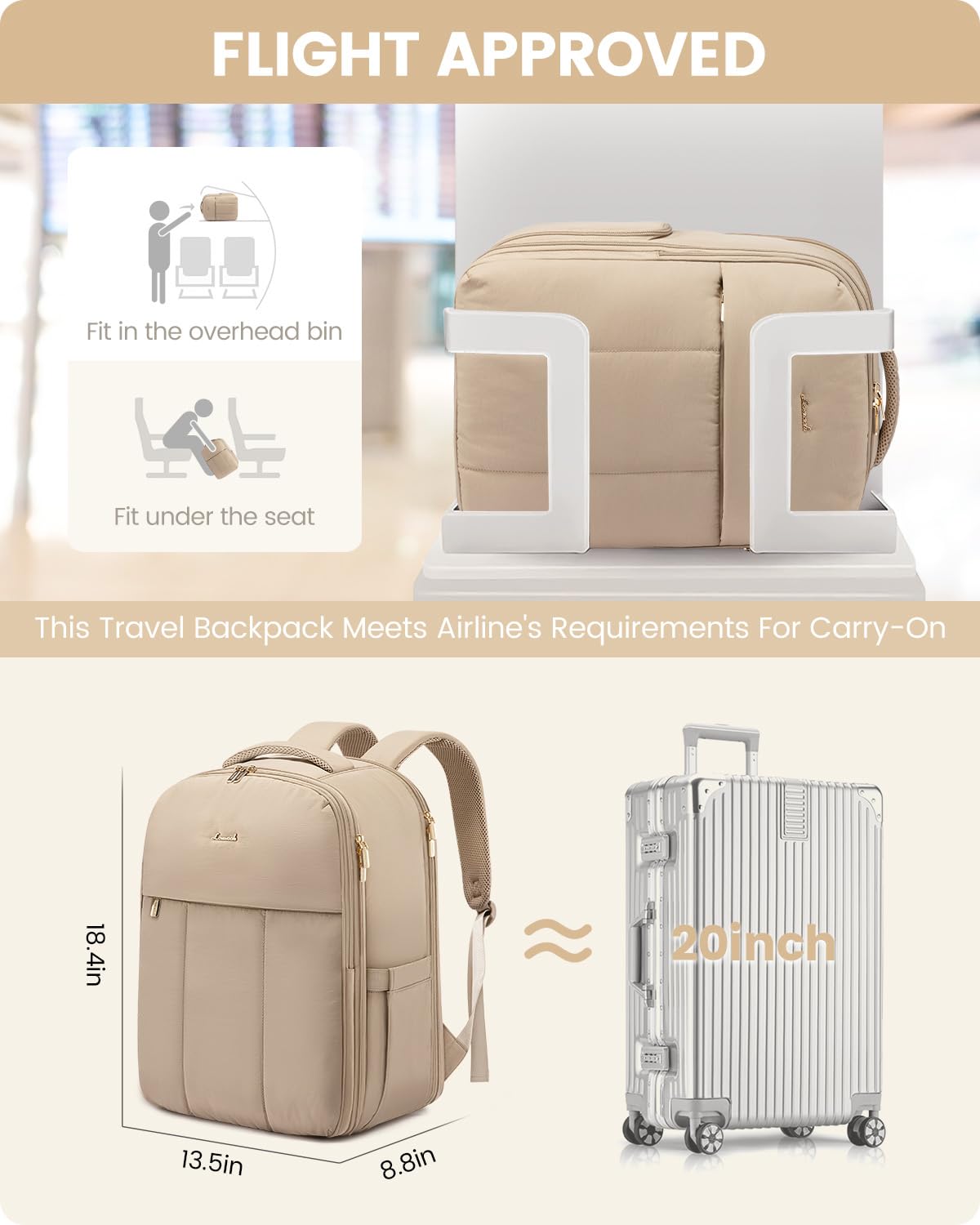 Foto 4 | Mochila De Viaje Lovevook Para Mujer Con Compartimento Para Zapatos 40l - Venta Internacional.