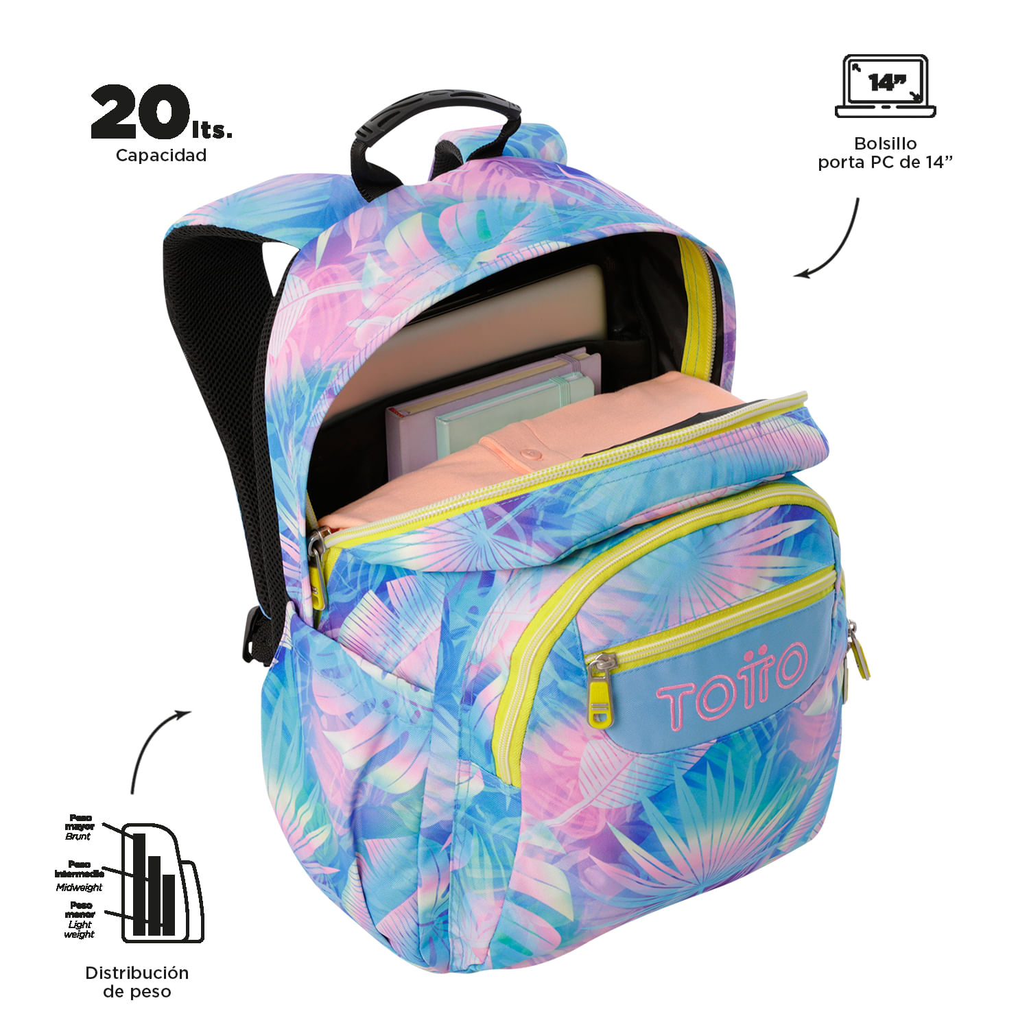 Foto 5 pulgar | Mochila para Laptop de 14 Pulgadas Totto Azul
