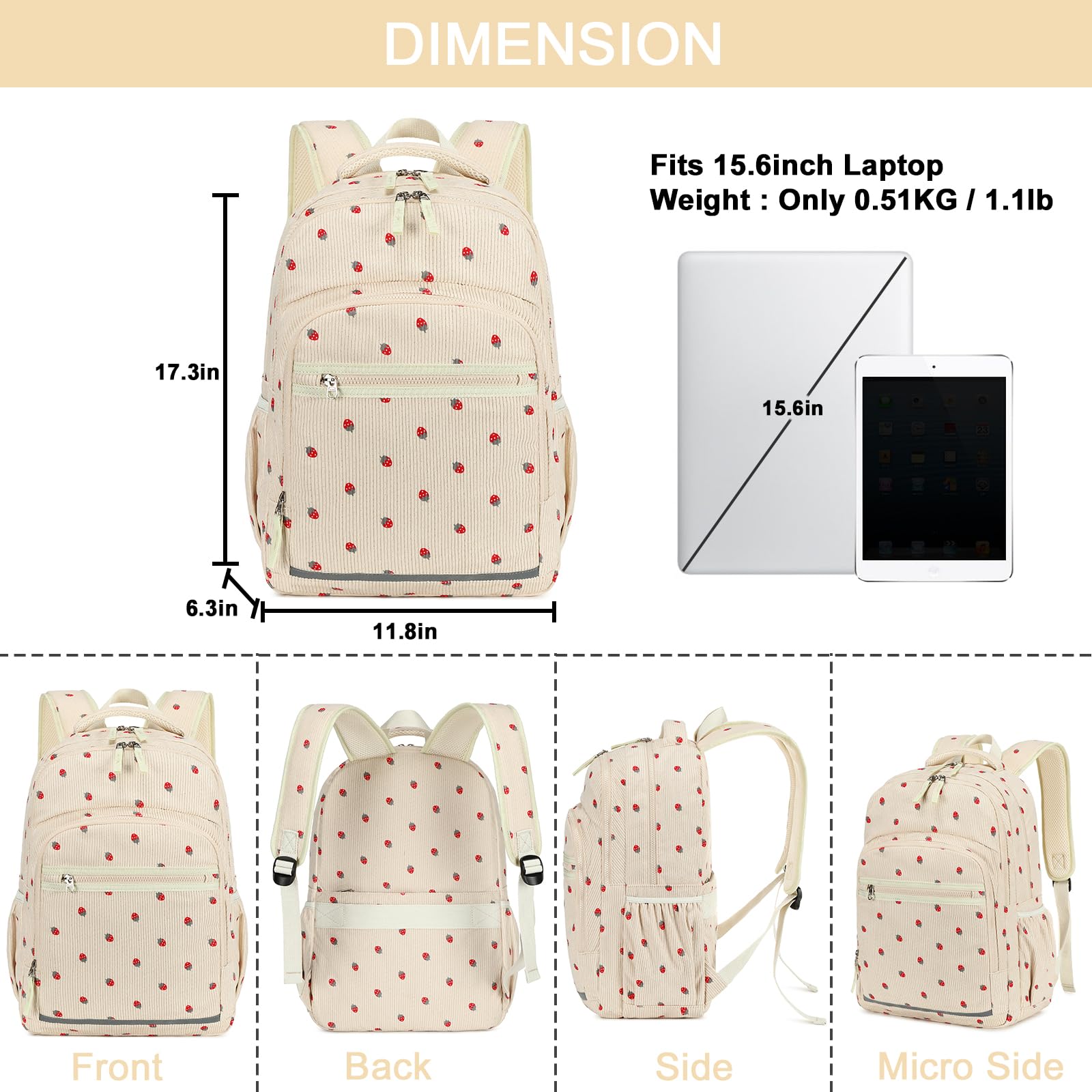 Foto 3 pulgar | Mochila Bluboon Para Mujer Con Puerto Usb Para Portátil De 15 6 Pulgadas - Venta Internacional.