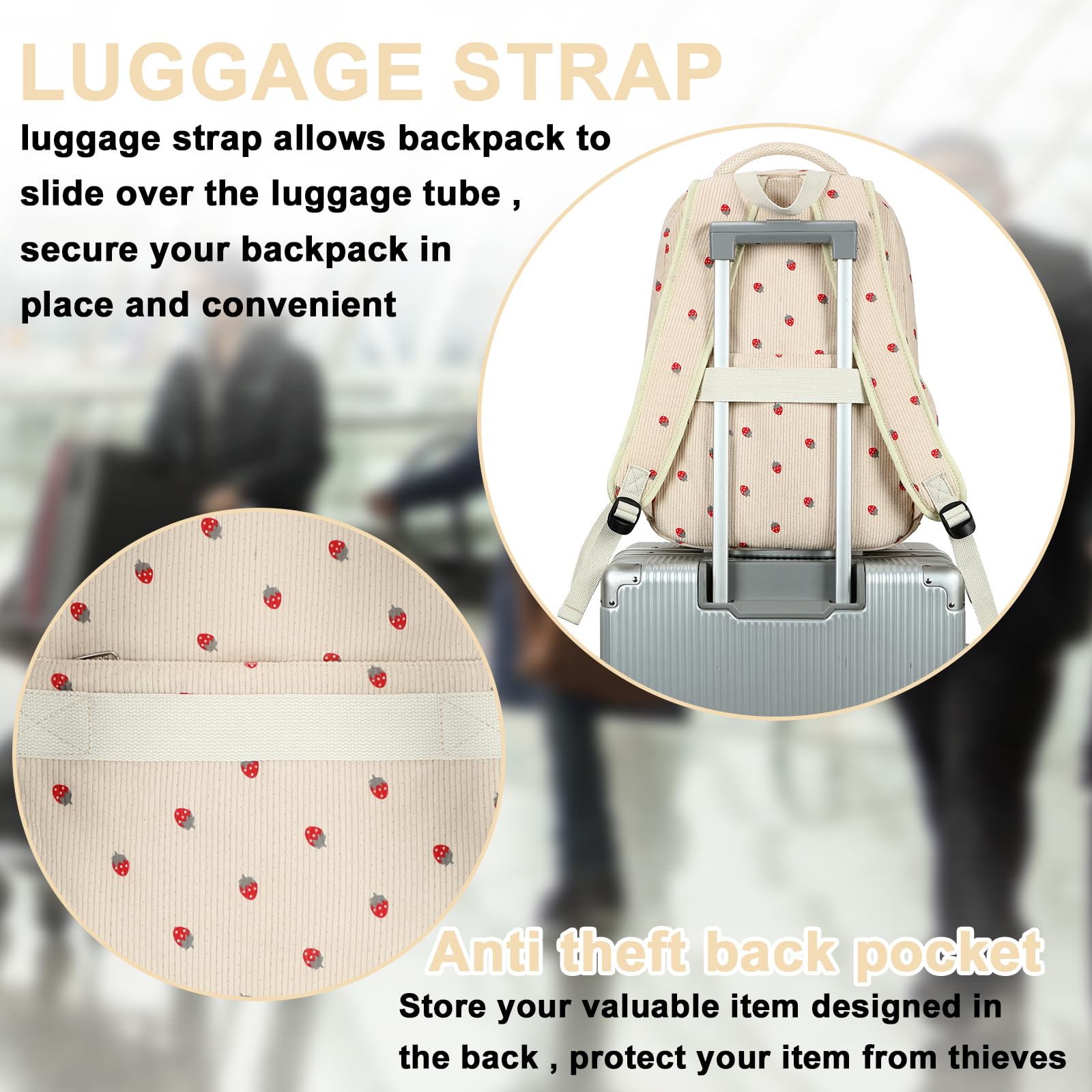 Foto 6 | Mochila Bluboon Para Mujer Con Puerto Usb Para Portátil De 15 6 Pulgadas - Venta Internacional.