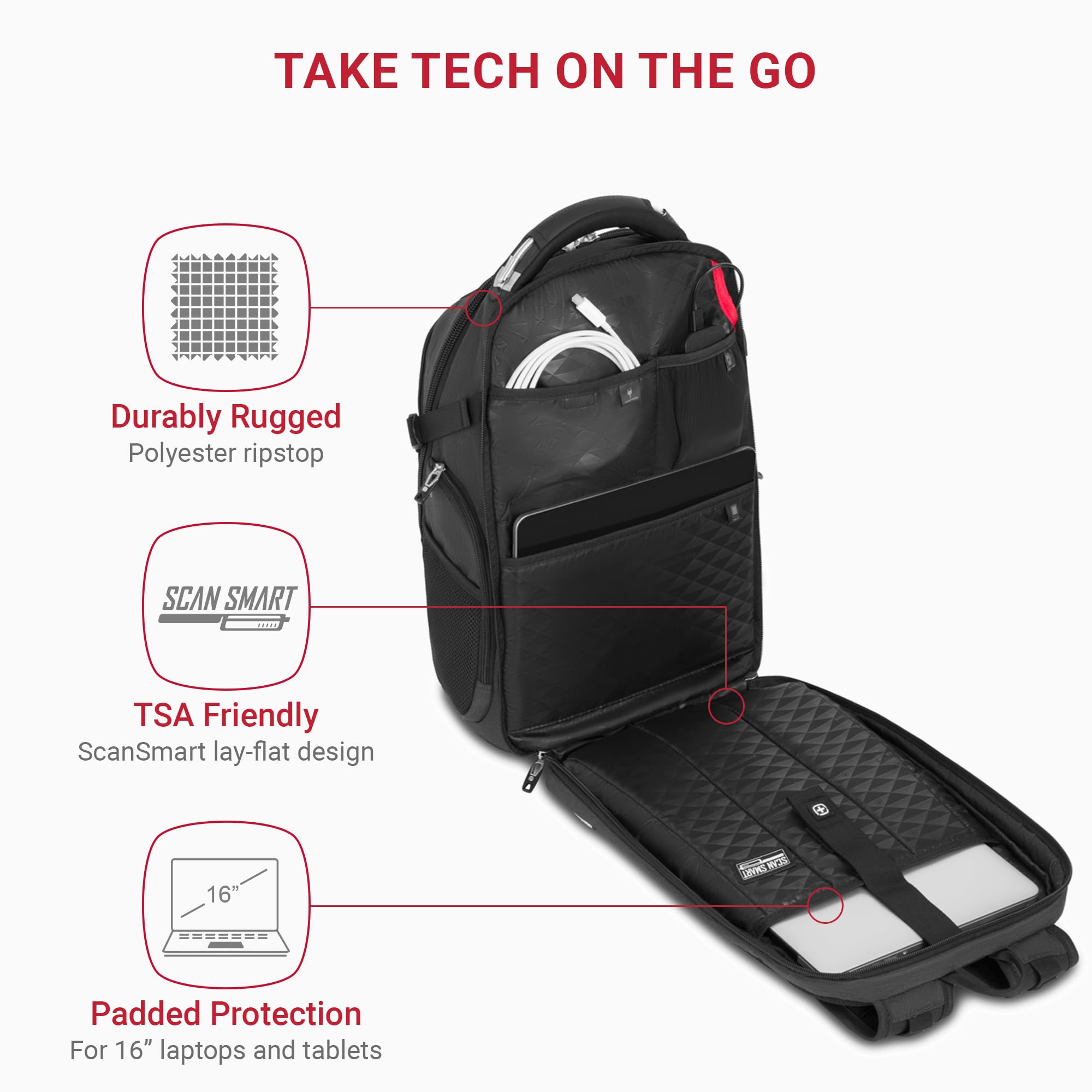 Foto 3 pulgar | Mochila Para Portátil Swissgear 5358 Scansmart Usb De 16 Pulgadas  Gris - Venta Internacional.