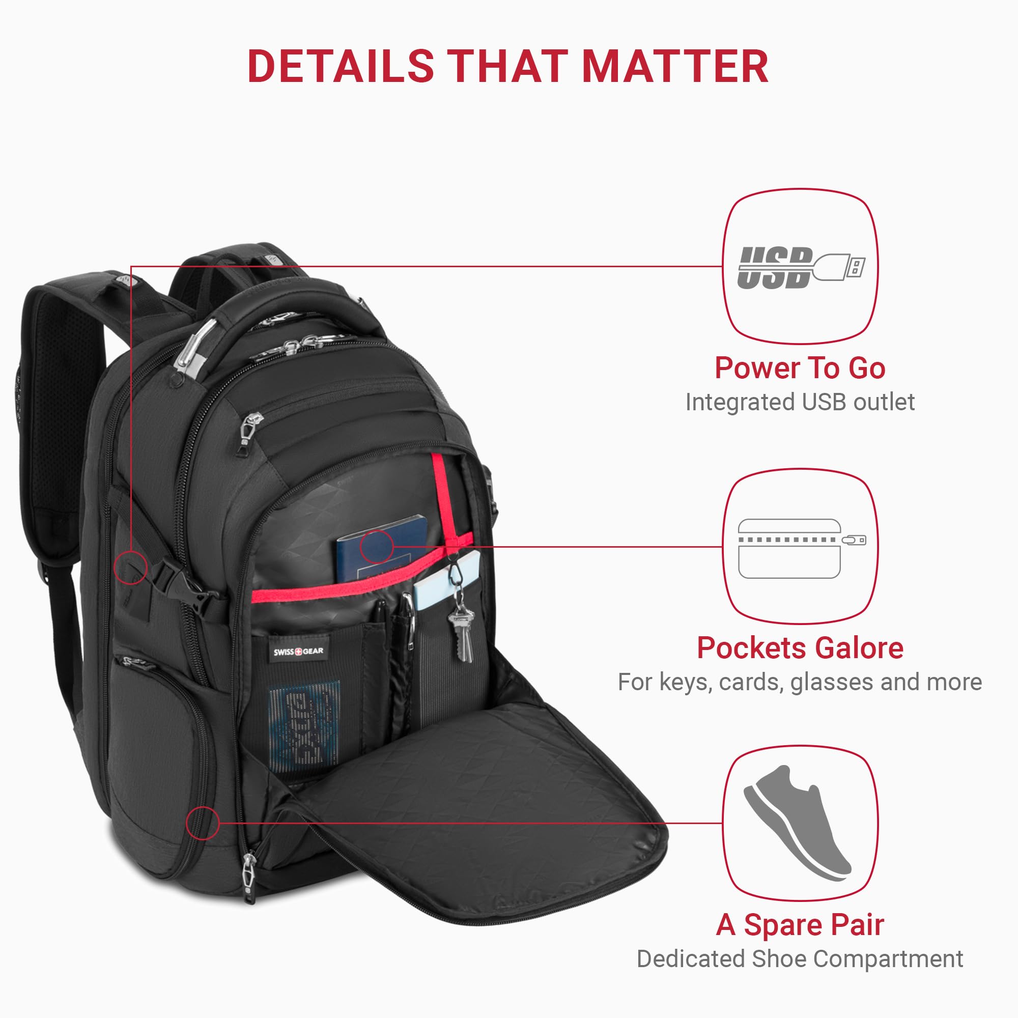 Foto 4 pulgar | Mochila Para Portátil Swissgear 5358 Scansmart Usb De 16 Pulgadas  Gris - Venta Internacional.