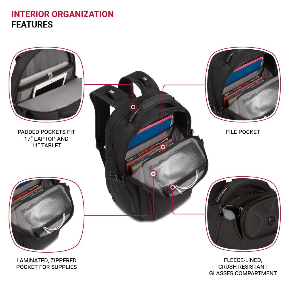 Foto 5 pulgar | Mochila Swissgear Endure Para Portátil 17'' Negra - Venta Internacional.