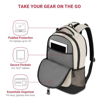 Foto 2 | Mochila Para Portátil Swissgear Cecil 5505 Para 16 Pulgadas Color Crema Y Negro - Venta Internacional.