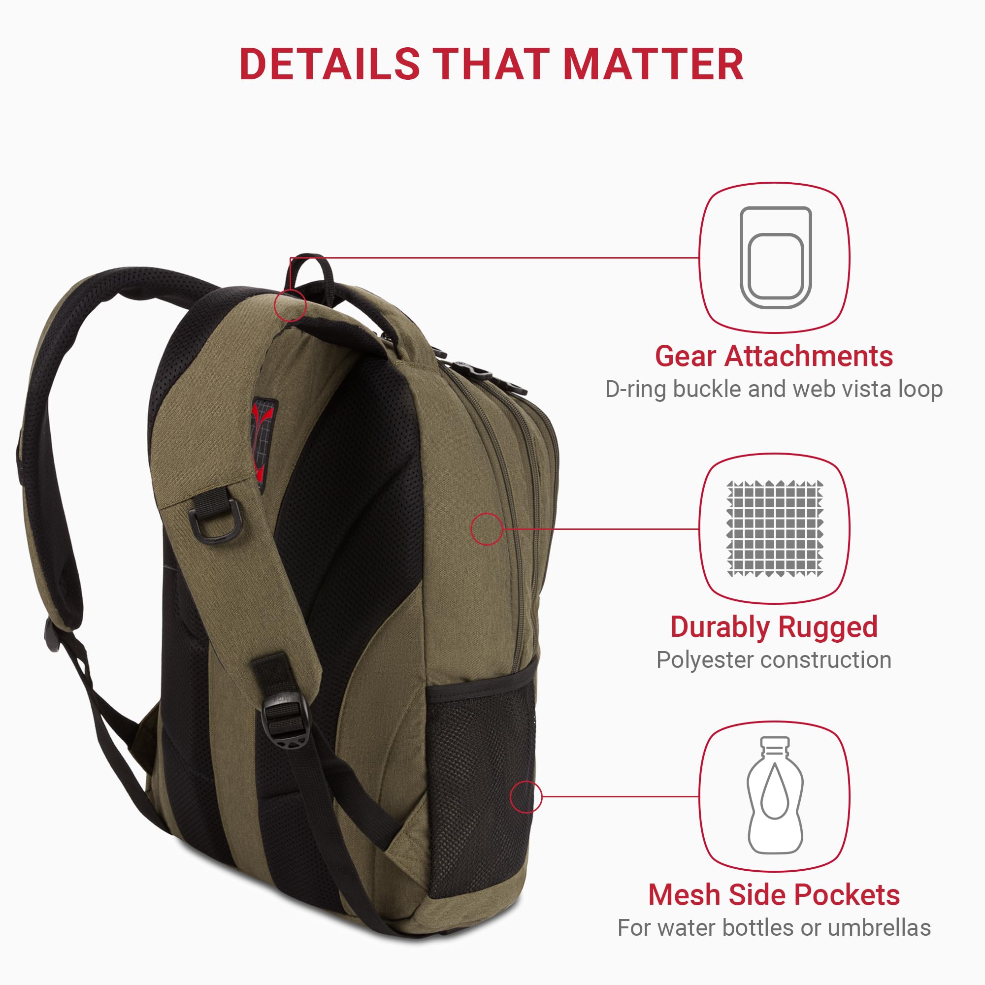 Foto 4 pulgar | Mochila Para Portátil Swissgear Cecil 5505 Olive 18 Pulgadas - Venta Internacional.