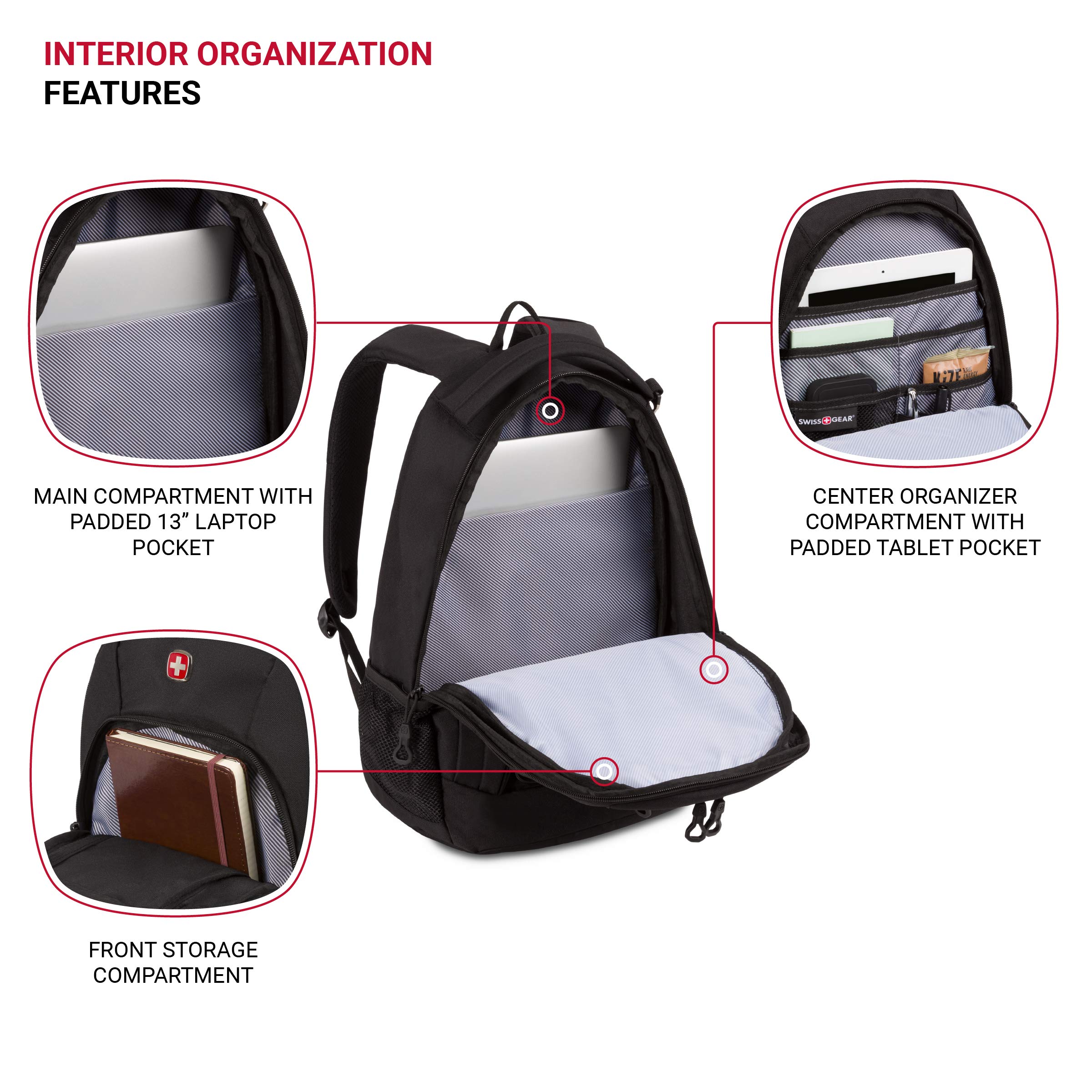 Foto 4 | Mochila Swissgear 1186 Bungee Black Para Portátil De 13 Pulgadas - Venta Internacional.