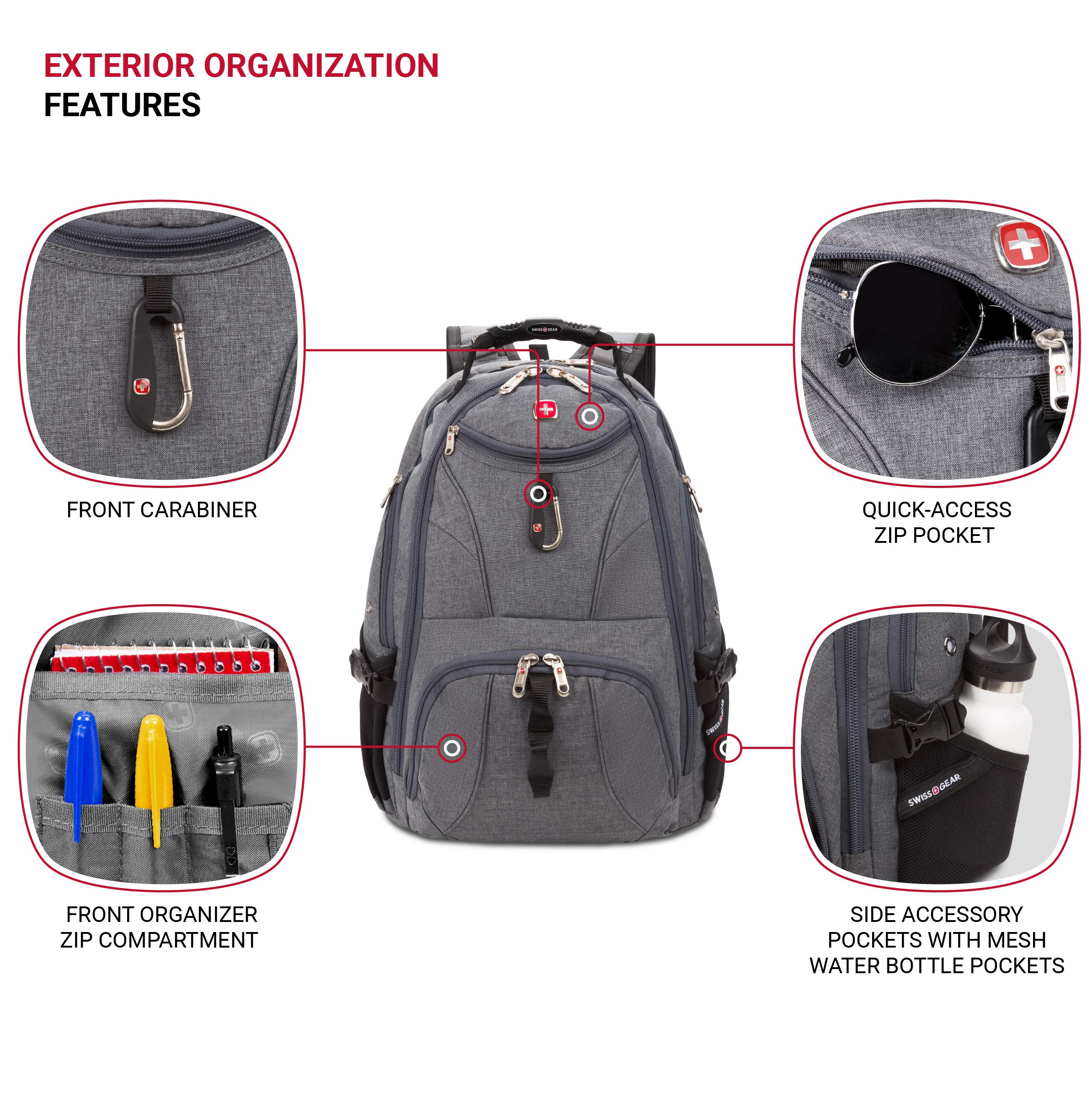 Foto 3 | Mochila Para Portátil Swissgear 1900 Scansmart Tsa 17 Heather Grey - Venta Internacional.