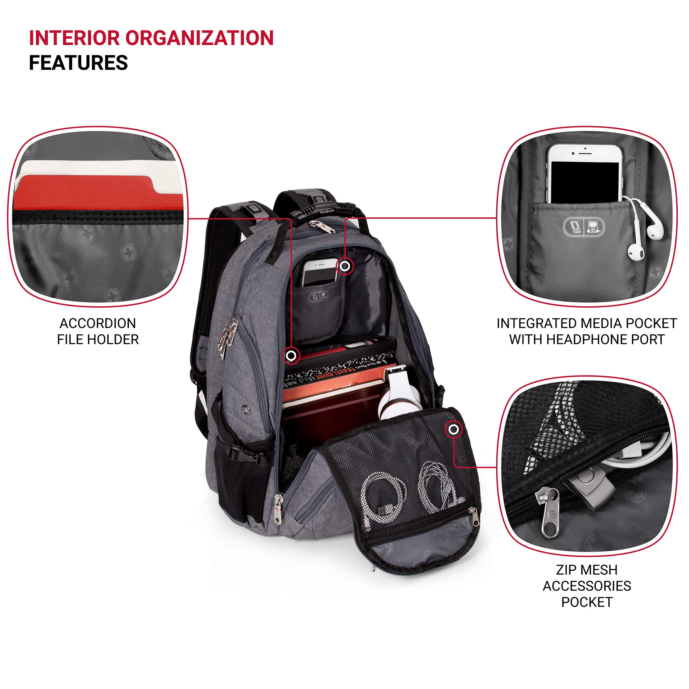 Foto 5 pulgar | Mochila Para Portátil Swissgear 1900 Scansmart Tsa 17 Heather Grey - Venta Internacional.