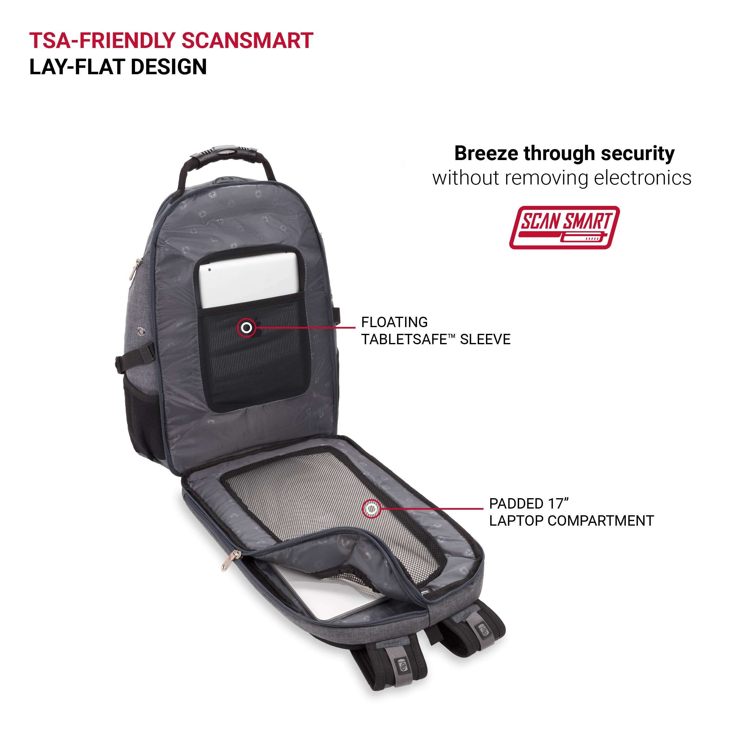 Foto 6 pulgar | Mochila Para Portátil Swissgear 1900 Scansmart Tsa 17 Heather Grey - Venta Internacional.