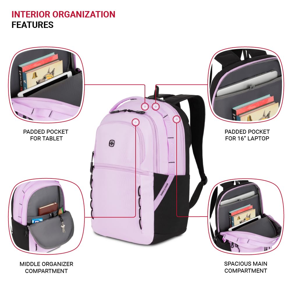 Foto 4 | Mochila Swissgear Versa Pastel Lilac Para Portátil De 16 Pulgadas - Venta Internacional.