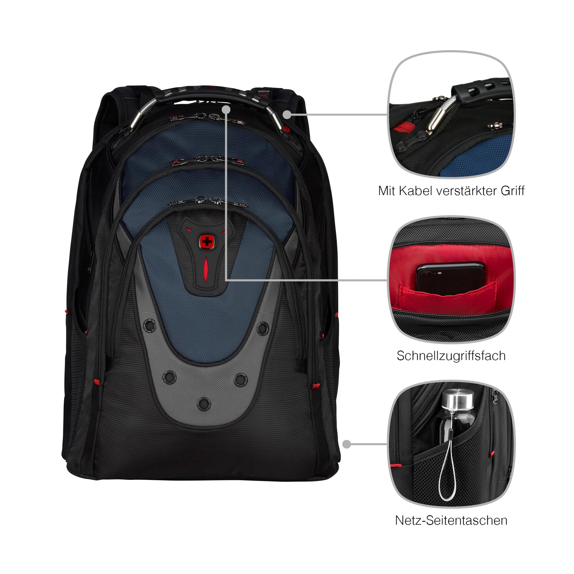 Foto 8 pulgar | Mochila Para Portátil Swissgear Wenger Ibex 17'' Negro/gris/azul - Venta Internacional.