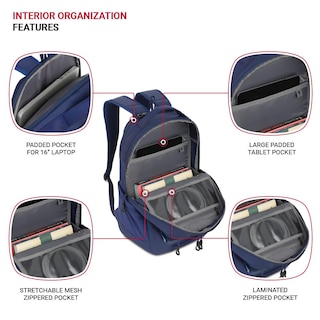 Foto 4 | Mochila Swissgear Shield Para Portátil De 16 Pulgadas Color Azul Marino - Venta Internacional.