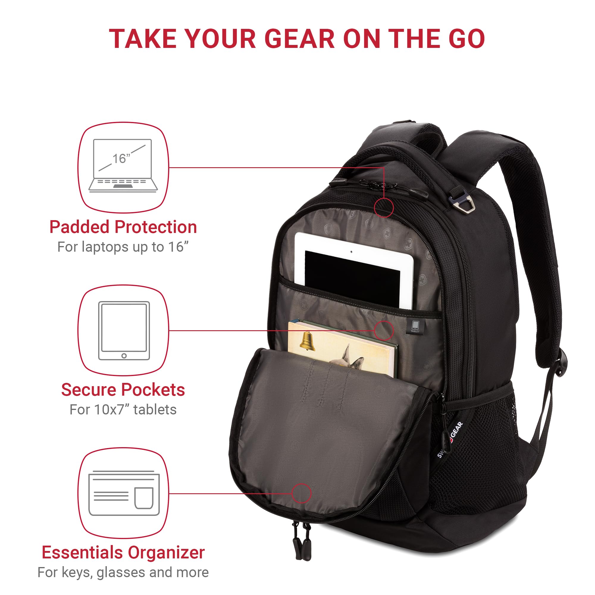 Foto 2 | Mochila Para Portátil Swissgear Cecil 5505 Negra De 18 Pulgadas - Venta Internacional.