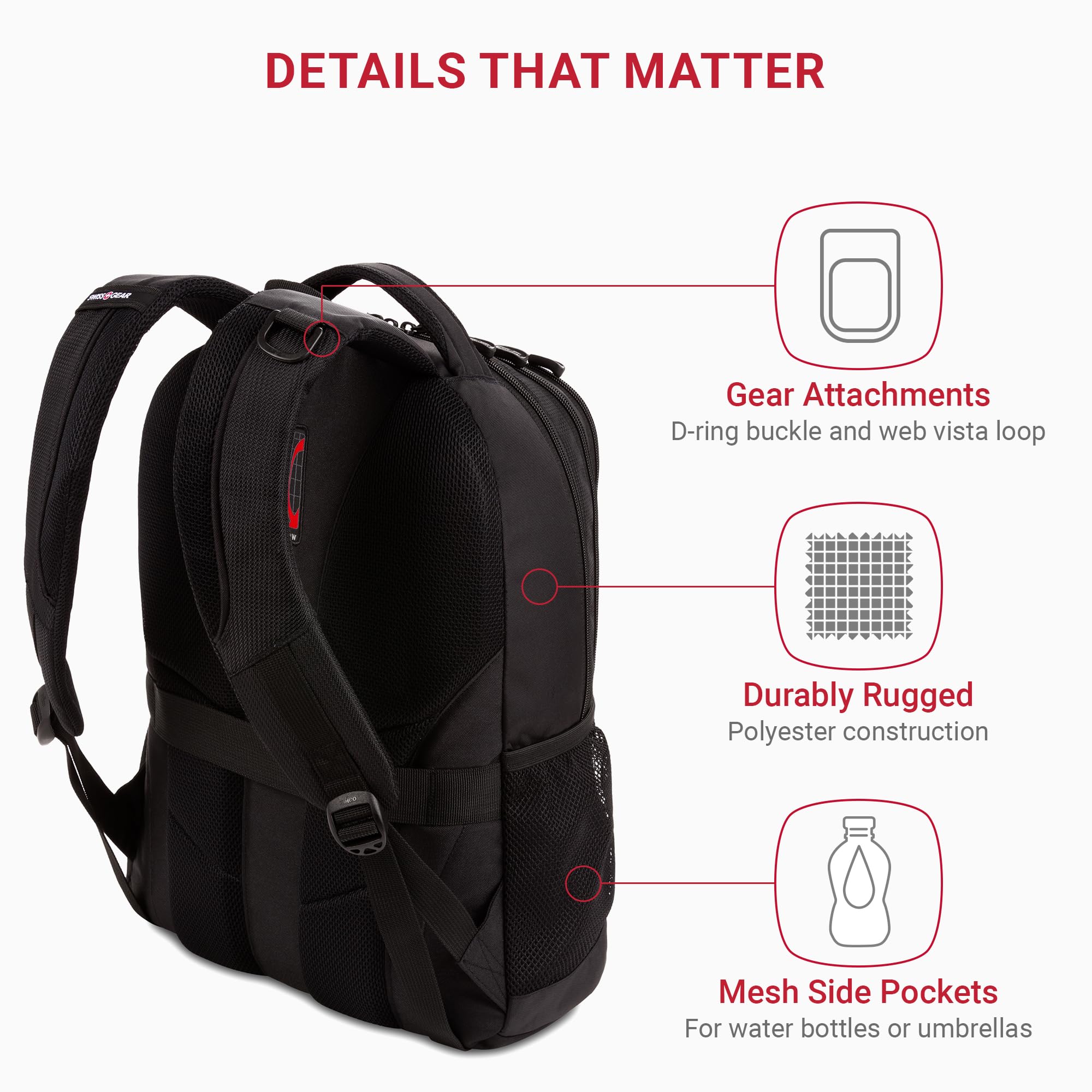 Foto 3 | Mochila Para Portátil Swissgear Cecil 5505 Negra De 18 Pulgadas - Venta Internacional.