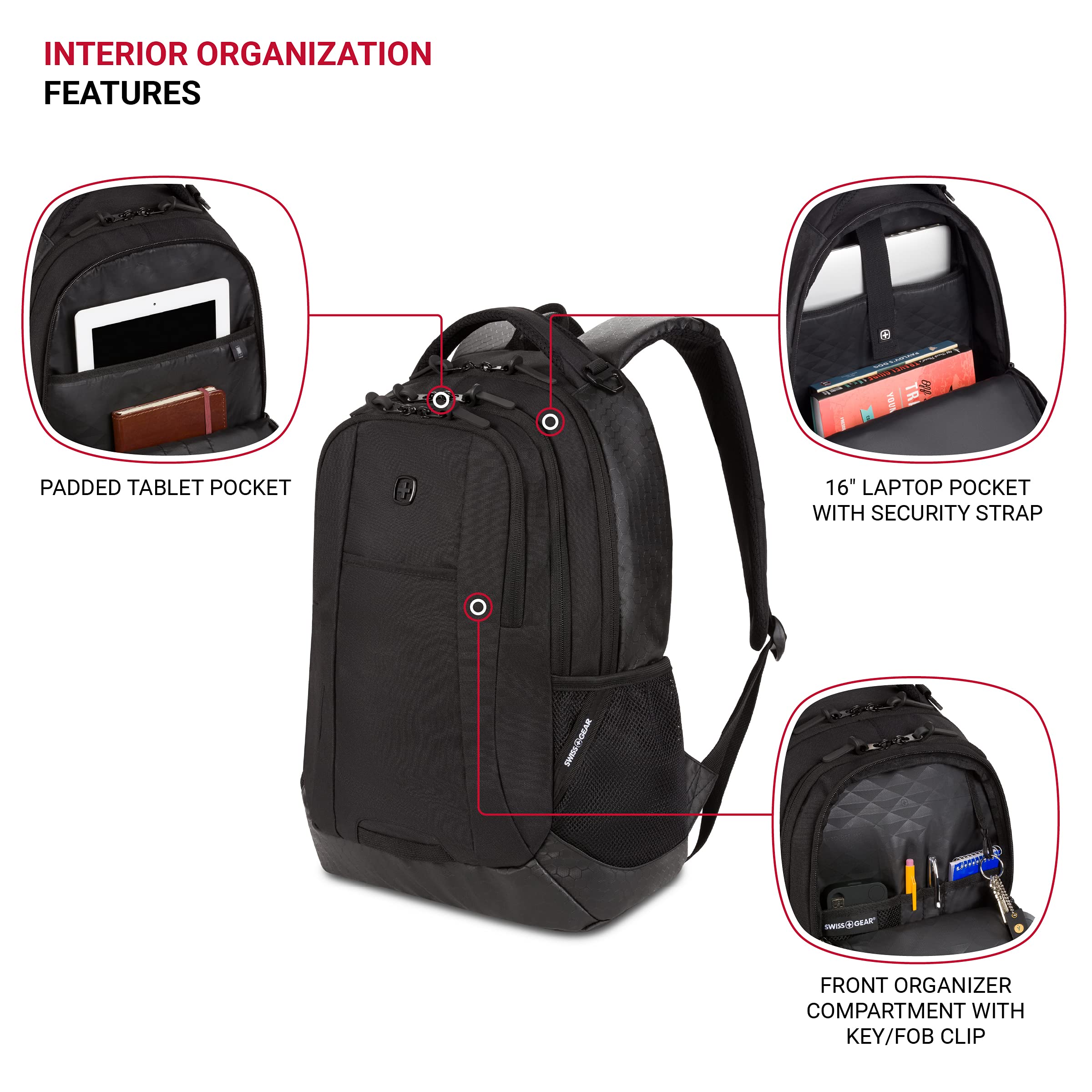 Foto 4 | Mochila Para Portátil Swissgear Cecil 5505 Black Hex 16 - Venta Internacional.