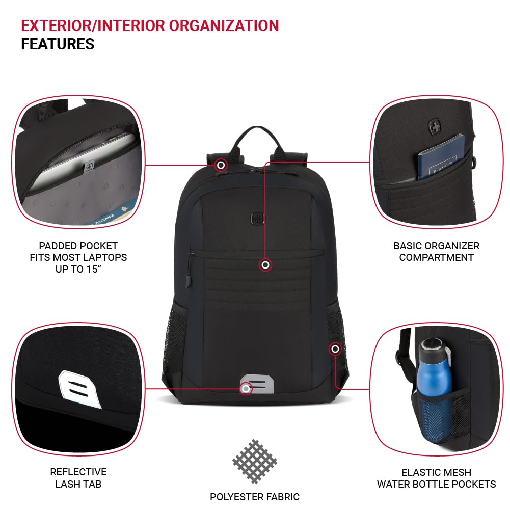 Foto 3 pulgar | Mochila Swissgear Intro Para Portátil De 15 Pulgadas Negra - Venta Internacional.