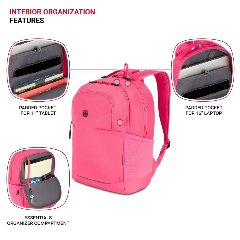 Foto 4 | Mochila Swissgear Orientation Pink Para Portátil De 16 Pulgadas - Venta Internacional.