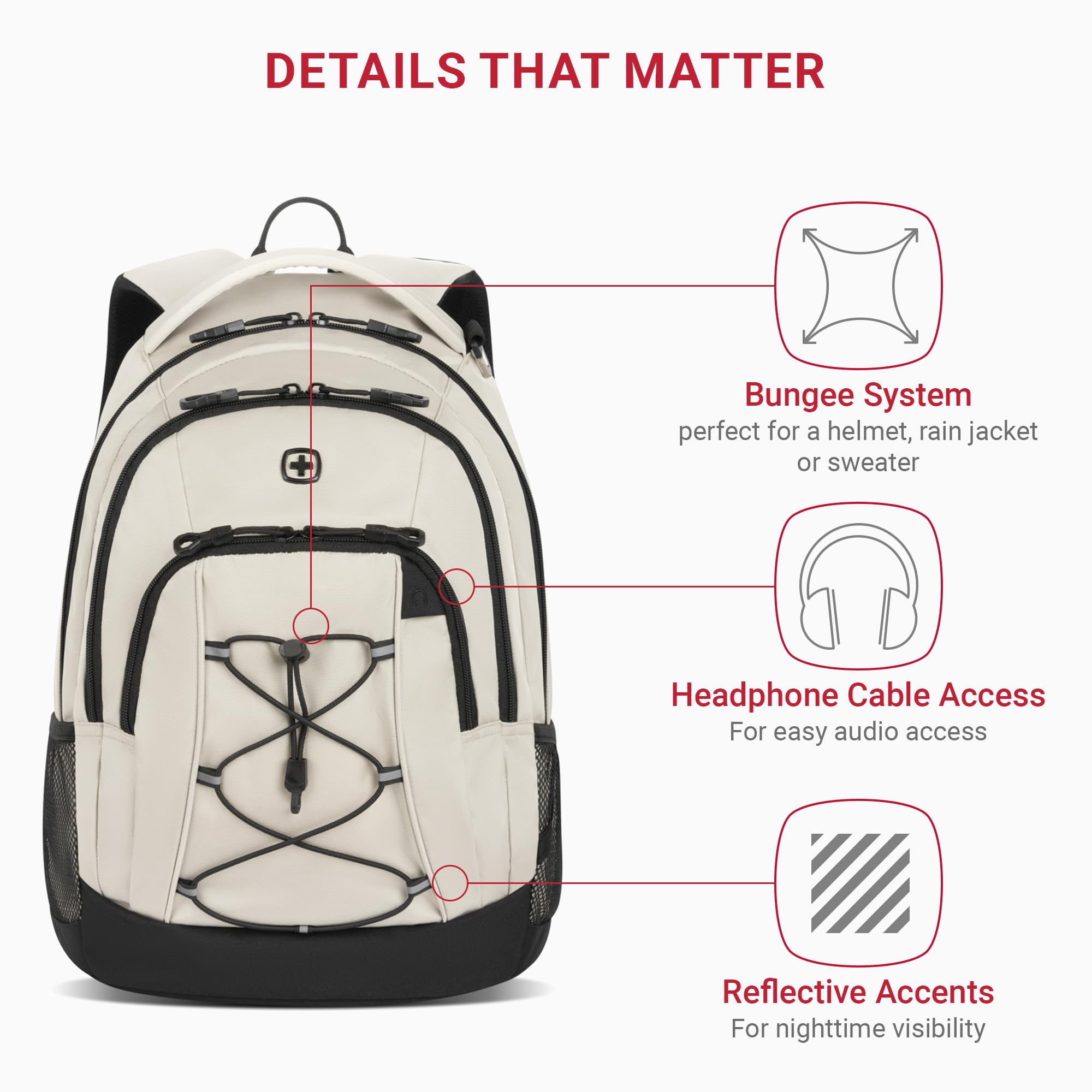 Foto 3 | Mochila Swissgear 1186 Bungee Cream/black Para Portátil De 13'' - Venta Internacional.