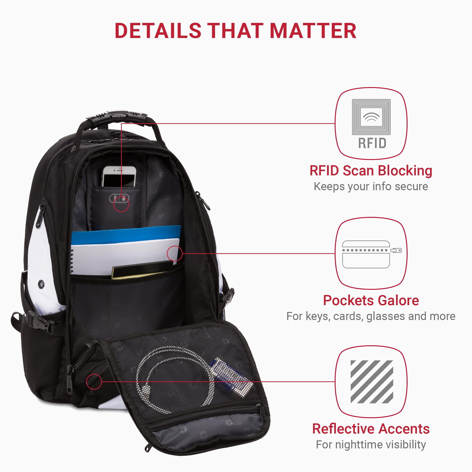 Foto 4 pulgar | Mochila Para Portátil Swissgear 1900 Scansmart Tsa 17 Pulgadas Blanco/negro - Venta Internacional.