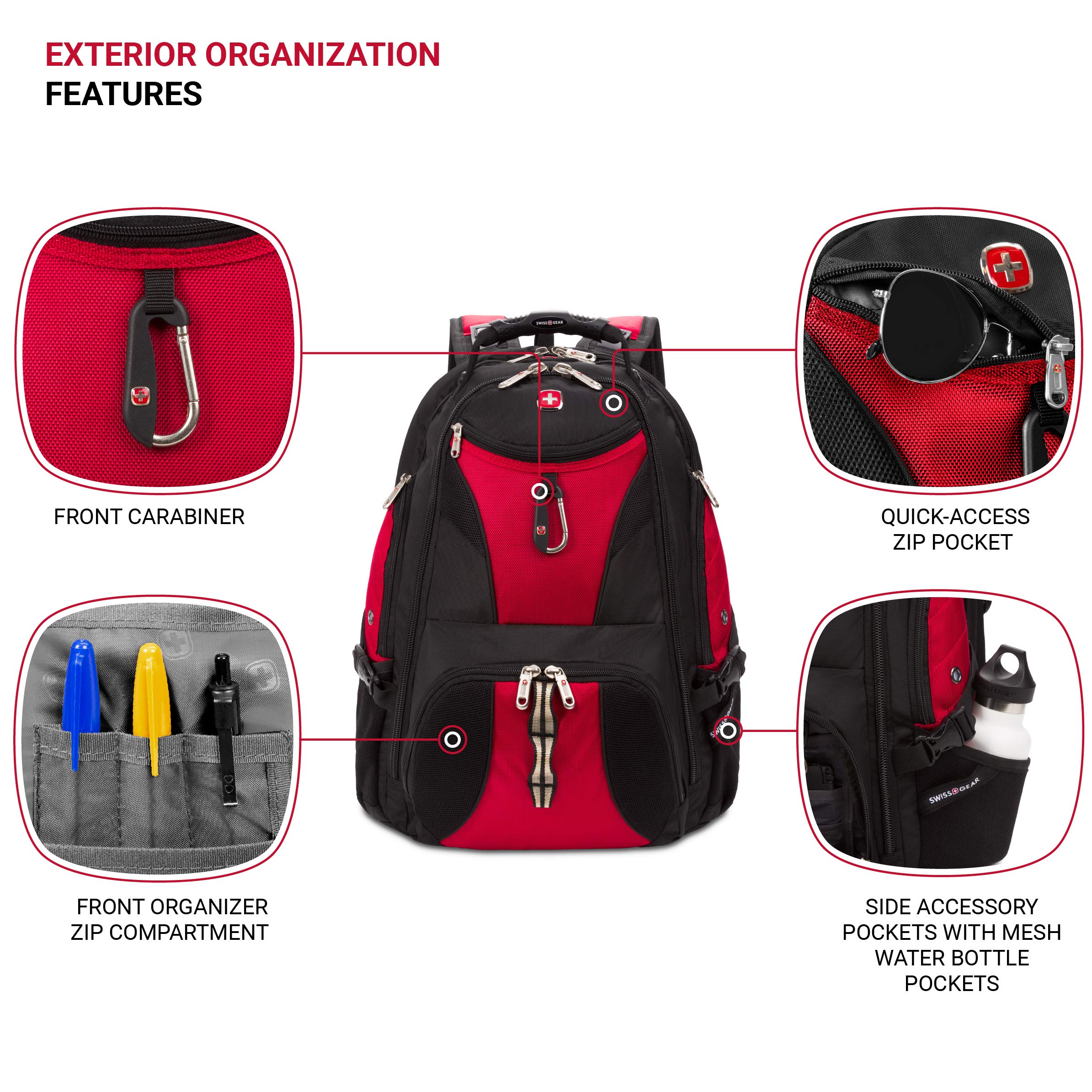 Foto 4 pulgar | Mochila Para Portátil Swissgear 1900 Scansmart Tsa 17 Pulgadas Negro/roja - Venta Internacional.
