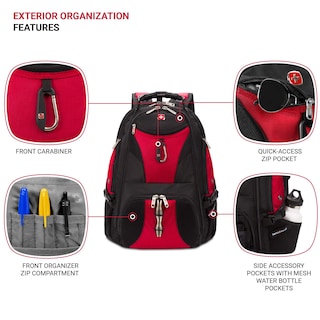 Foto 3 | Mochila Para Portátil Swissgear 1900 Scansmart Tsa 17 Pulgadas Negro/roja - Venta Internacional.