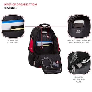 Foto 4 | Mochila Para Portátil Swissgear 1900 Scansmart Tsa 17 Pulgadas Negro/roja - Venta Internacional.
